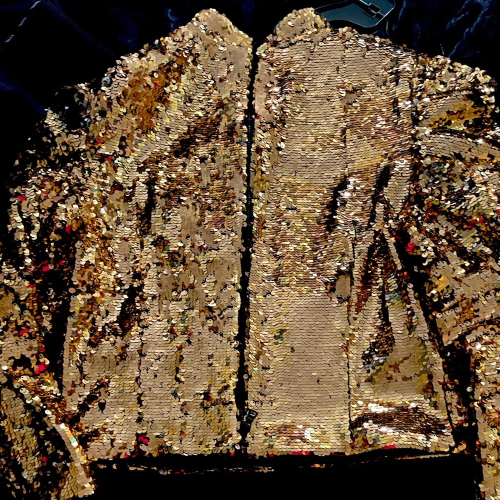 Alice and Olivia sequin gold top
